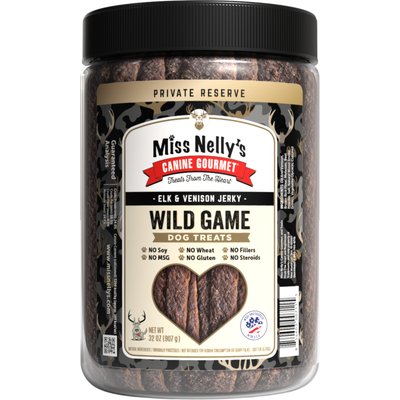 Miss Nelly's Miss Nelly's Canine Gourmet Heart of the Wild Elk & Venison Jerky Dog Treats, 32-oz jar