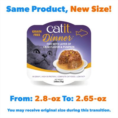 Show full view: Catit Dinner Ocean Fish with Crab Flavour & Pumpkin Cat Wet Food, 2.65-oz can slide 3 of 5