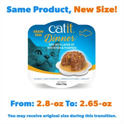 Show full view: Catit Dinner Ocean Fish with Whitefish & Pumpkin Cat Wet Food, 2.65-oz can slide 3 of 5