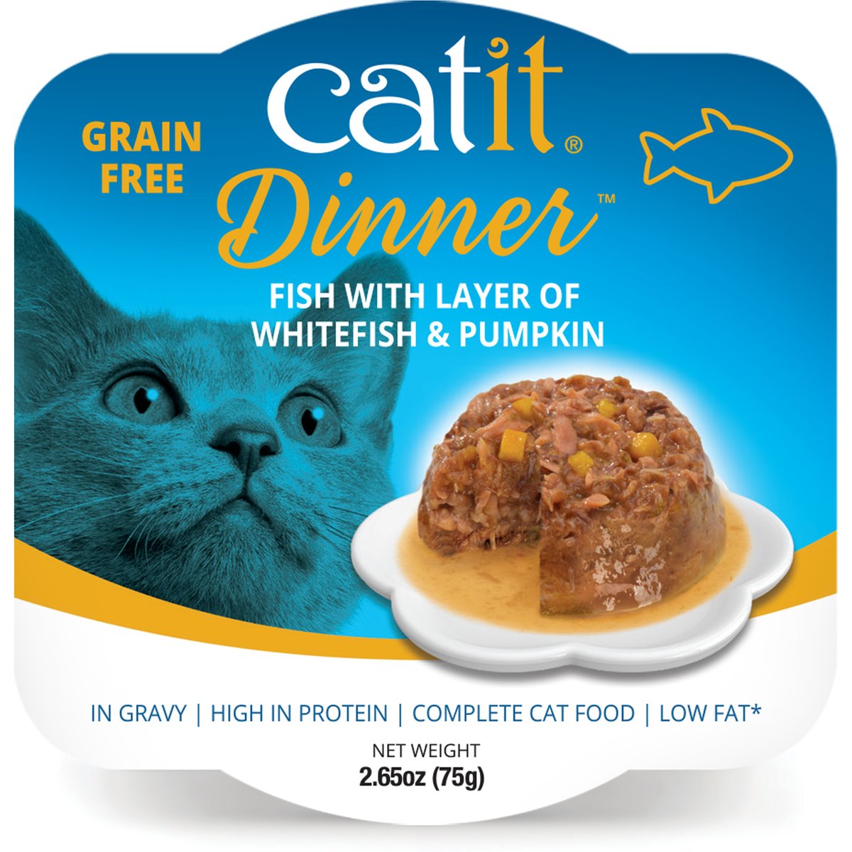 Catit Dinner Ocean Fish with Whitefish & Pumpkin Cat Wet Food, 2.65-oz can