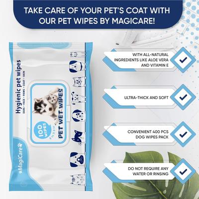 Show full view: Magicare 8 x 8-in Unscented Ultra Thick & Soft with Hypoallergenic Formula Dog Wipes, White, 400 count slide 4 of 9