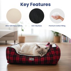 PawsPik Cozy Fleece & Plush Cat & Dog Orthopedic Bolster Bed, Red Flannel slide 2 of 9
