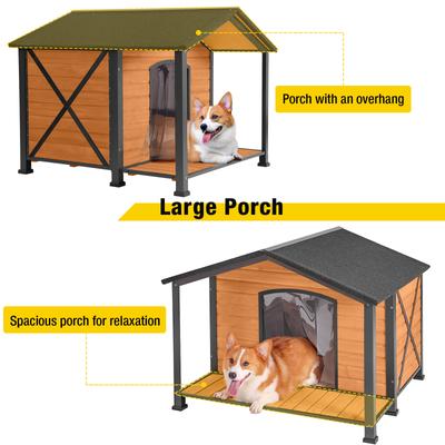 Show full view: Aivituvin Waterproof Anti-Chewing Metal Frame with Porch Dog House, X-Large slide 4 of 9
