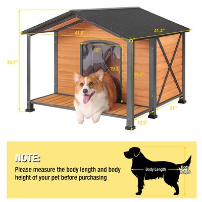 Show full view: Aivituvin Waterproof Anti-Chewing Metal Frame with Porch Dog House, X-Large slide 6 of 9