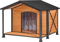 Aivituvin Waterproof Anti-Chewing Metal Frame with Porch Dog House, X-Large