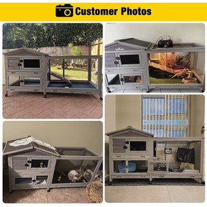 Aivituvin 33.5-in Indoor & Outdoor Ashpalt Roof Wheeled Rabbit Hutch