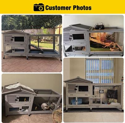 Show full view: Aivituvin 33.5-in Indoor & Outdoor Ashpalt Roof Wheeled Rabbit Hutch slide 5 of 10