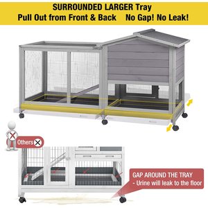 Aivituvin 33.5-in Indoor & Outdoor Ashpalt Roof Wheeled Rabbit Hutch
