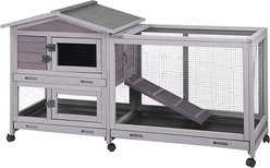 Aivituvin 33.5-in Indoor & Outdoor Ashpalt Roof Wheeled Rabbit Hutch
