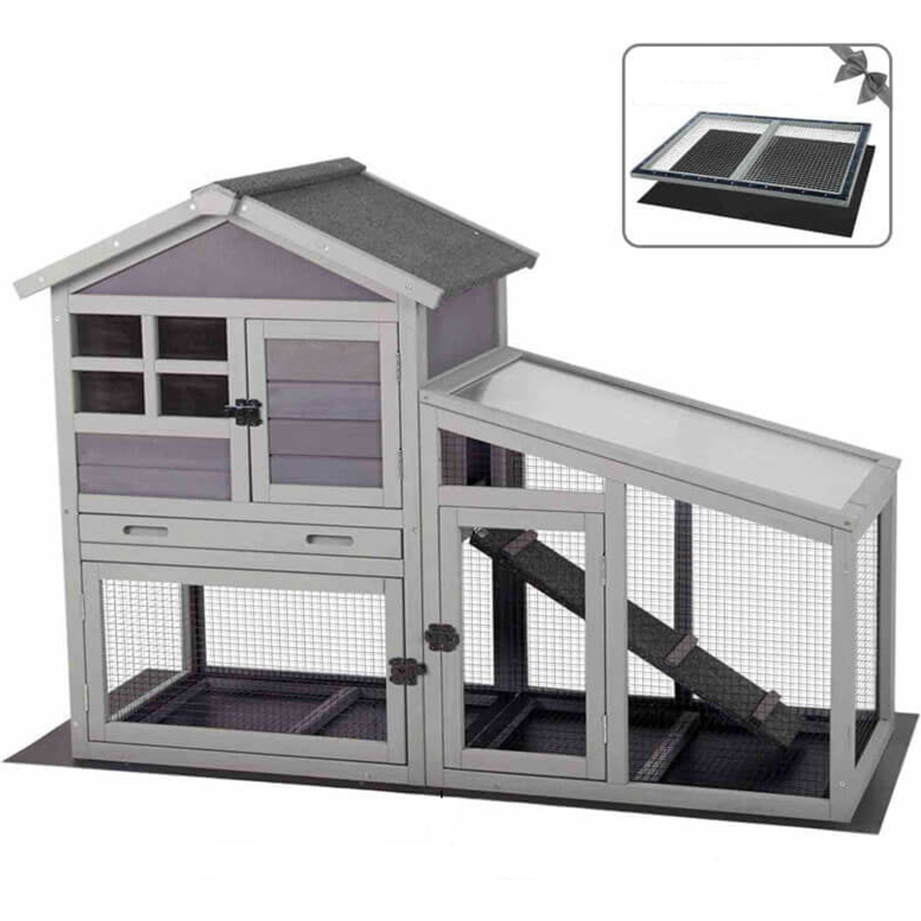 Aivituvin 38.1-in Indoor & Outdoor Rabbit Hutch