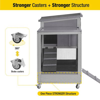Show full view: Aivituvin 36.4-in Indoor & Outdoor Wheeled Rabbit Hutch slide 4 of 8