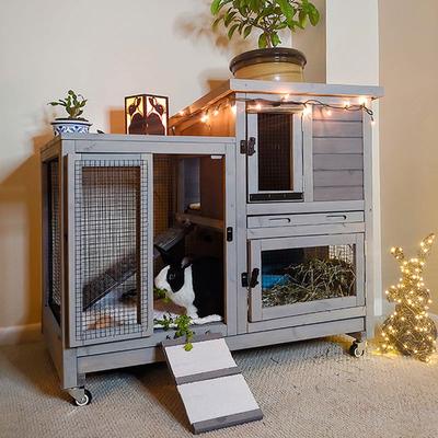 Show full view: Aivituvin 36.4-in Indoor & Outdoor Wheeled Rabbit Hutch slide 2 of 8