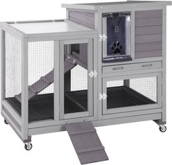 Aivituvin 36.4-in Indoor & Outdoor Wheeled Rabbit Hutch