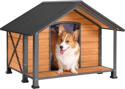 Aivituvin Waterproof Anti-Chewing Metal Frame with Porch Dog House, Large