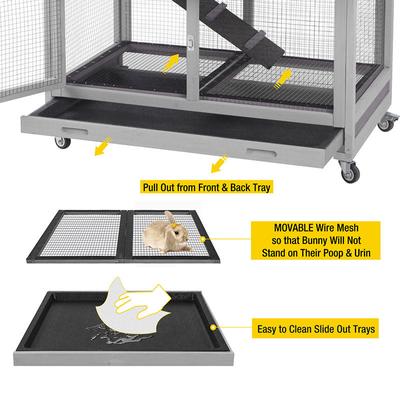 Show full view: Aivituvin 36.4-in Indoor & Outdoor Wheeled Rabbit Hutch slide 3 of 8