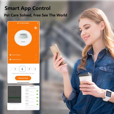 Show full view: PATPET 2.4G WiFi Timed Dual Power Supply Clog-Free with 10S Voice Recorder & Desiccant Bag Automatic Dog & Cat Feeder, 4-L, White slide 3 of 11