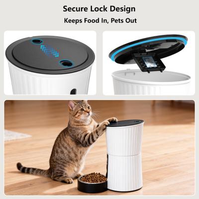 Show full view: PATPET 2.4G WiFi Timed Dual Power Supply Clog-Free with 10S Voice Recorder & Desiccant Bag Automatic Dog & Cat Feeder, 4-L, White slide 6 of 11