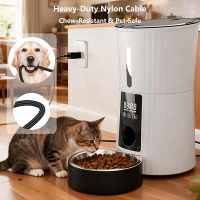Show full view: PATPET 2.4G WiFi Timed Dual Power Supply Clog-Free with 10S Voice Recorder & Desiccant Bag Automatic Dog & Cat Feeder, 4-L, White slide 8 of 11