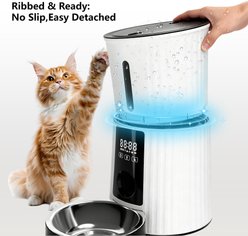 PATPET 2.4G WiFi Timed Dual Power Supply Clog-Free with 10S Voice Recorder & Desiccant Bag Automatic Dog & Cat Feeder, 4-L, White slide 2 of 9