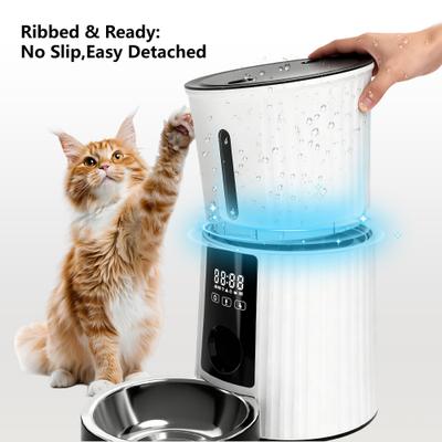 Show full view: PATPET 2.4G WiFi Timed Dual Power Supply Clog-Free with 10S Voice Recorder & Desiccant Bag Automatic Dog & Cat Feeder, 4-L, White slide 9 of 11