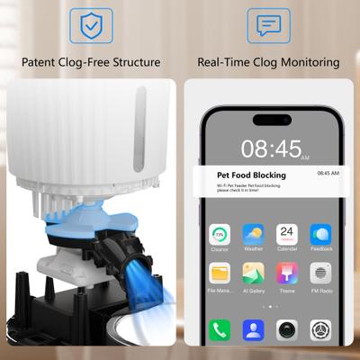Show full view: PATPET 2.4G WiFi Timed Dual Power Supply Clog-Free with 10S Voice Recorder & Desiccant Bag Automatic Dog & Cat Feeder, 4-L, White slide 5 of 11