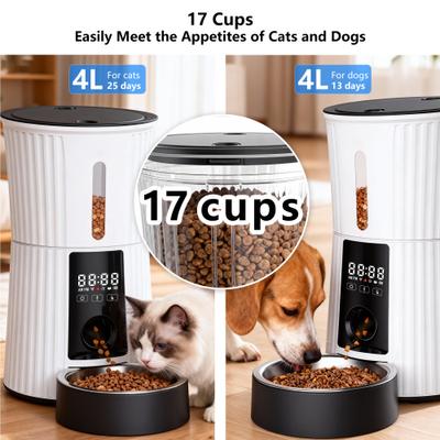 Show full view: PATPET 2.4G WiFi Timed Dual Power Supply Clog-Free with 10S Voice Recorder & Desiccant Bag Automatic Dog & Cat Feeder, 4-L, White slide 2 of 11