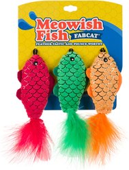 Fabcat Meowish Fish Foodie Chew Cat Toy with Catnip, Multicolor, 3 count
