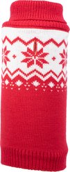 The Worthy Dog Fairisle Snowflake Turtleneck Dog Sweater, Red, Small