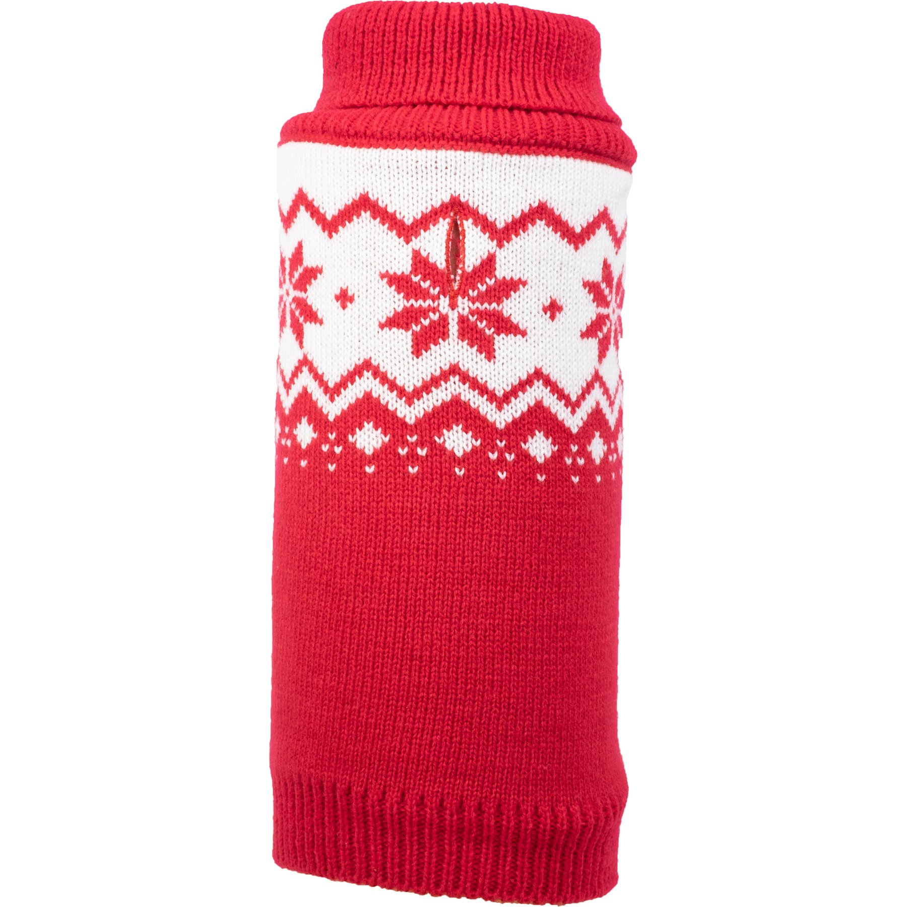 The Worthy Dog Fairisle Snowflake Turtleneck Dog Sweater, Red, X-Small