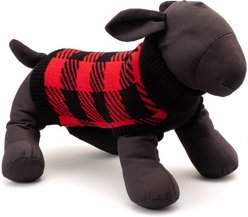 The Worthy Dog Buffalo Turtleneck Dog Sweater, Black/Red, Medium slide 2 of 4