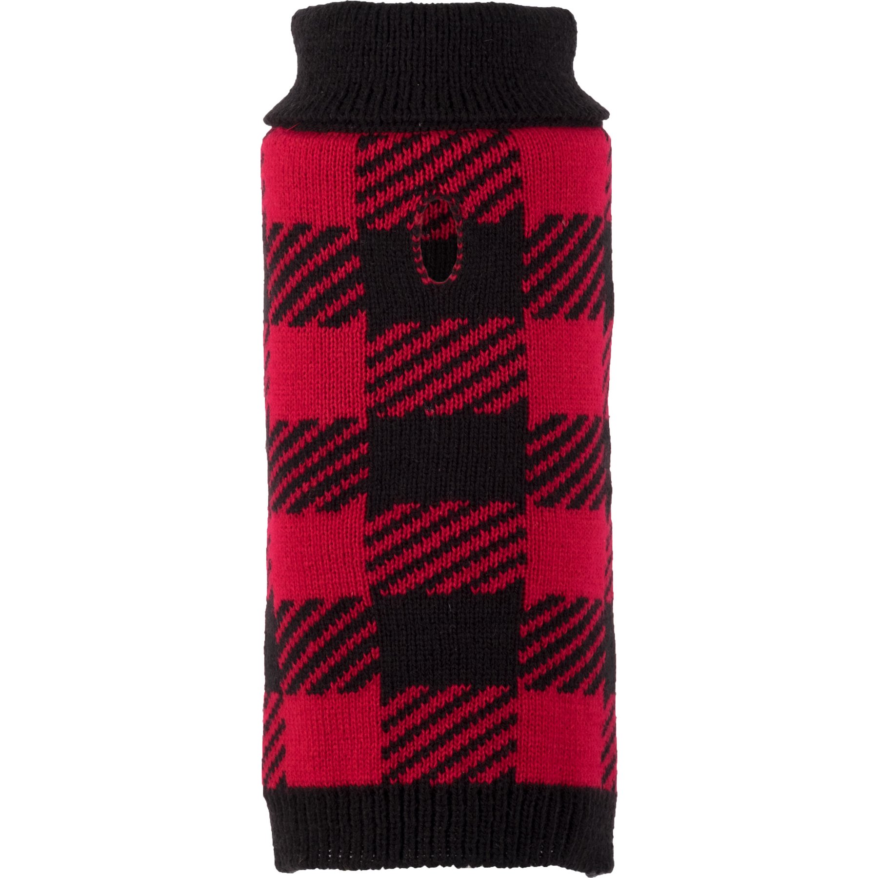 The Worthy Dog Buffalo Turtleneck Dog Sweater, Black/Red, Medium
