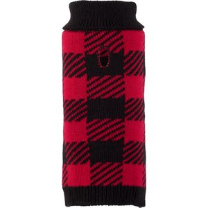 The Worthy Dog Buffalo Turtleneck Dog Sweater, Black/Red, X-Small