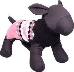 The Worthy Dog Colorblock Snowflake Dog Sweater, Pink/Black, Small slide 2 of 3
