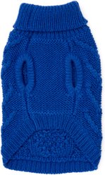 The Worthy Dog Chunky Knit Turtleneck Dog Sweater, Royal, Small slide 2 of 3