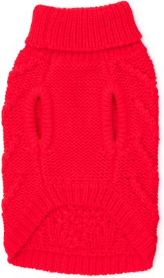 Show full view: The Worthy Dog Chunky Knit Turtleneck Dog Sweater, Red, Large slide 3 of 3