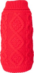 The Worthy Dog Chunky Knit Turtleneck Dog Sweater, Red, Large