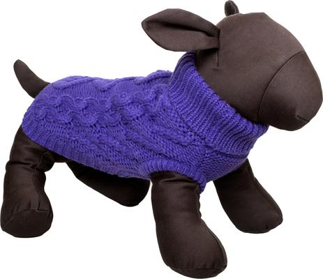 Show full view: The Worthy Dog Chunky Knit Turtleneck Dog Sweater, Purple, Medium slide 2 of 3