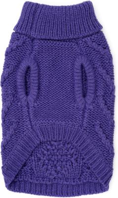 Show full view: The Worthy Dog Chunky Knit Turtleneck Dog Sweater, Purple, Medium slide 3 of 3