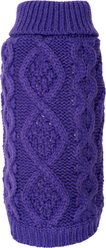The Worthy Dog Chunky Knit Turtleneck Dog Sweater, Purple, Medium