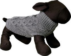 The Worthy Dog Chunky Knit Turtleneck Dog Sweater, Gray, Medium slide 2 of 3