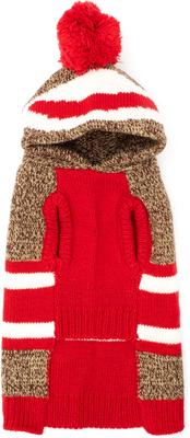 Show full view: The Worthy Dog Sock the Monkey Dog Hoodie, Red, Medium slide 3 of 3