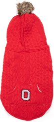 The License House Ohio State Cable Dog Hoodie, Scarlet, X-Small
