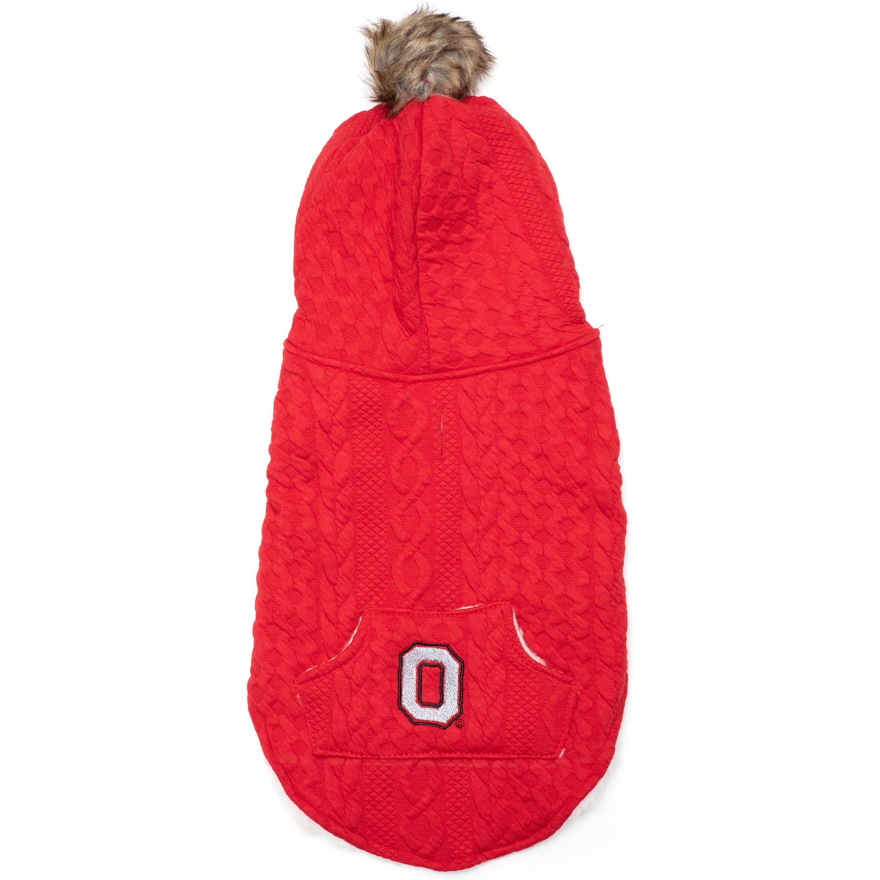 The License House Ohio State Cable Dog Hoodie, Scarlet, Medium