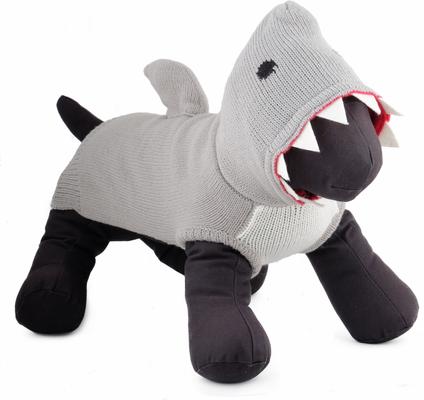 Show full view: The Worthy Dog Jimmy the Shark Dog Hoodie, Gray, X-Small slide 2 of 3