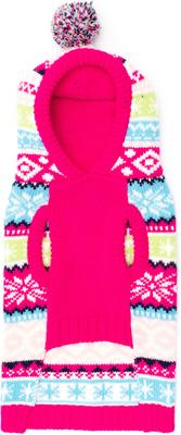 Show full view: The Worthy Dog Fairisle Hoodie Dog Sweater, Pink, Medium slide 3 of 3