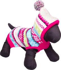 The Worthy Dog Fairisle Hoodie Dog Sweater, Pink, Medium slide 2 of 3