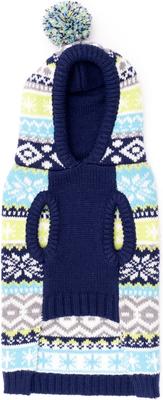 Show full view: The Worthy Dog Fairisle Hoodie Dog Sweater, Blue, Medium slide 3 of 3