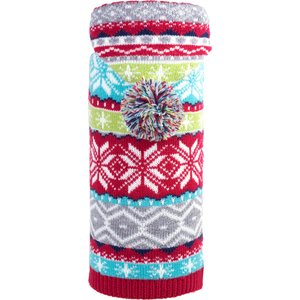 The Worthy Dog Fairisle Hoodie Dog Sweater, Multicolored, X-Small