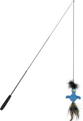 Fabcat Floppy Peacock Teaser Wand Cat Toy with Catnip, Blue slide 2 of 2