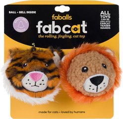 Fabcat Lion & Tiger Faballs Cat Toy, Multicolor, 2 count